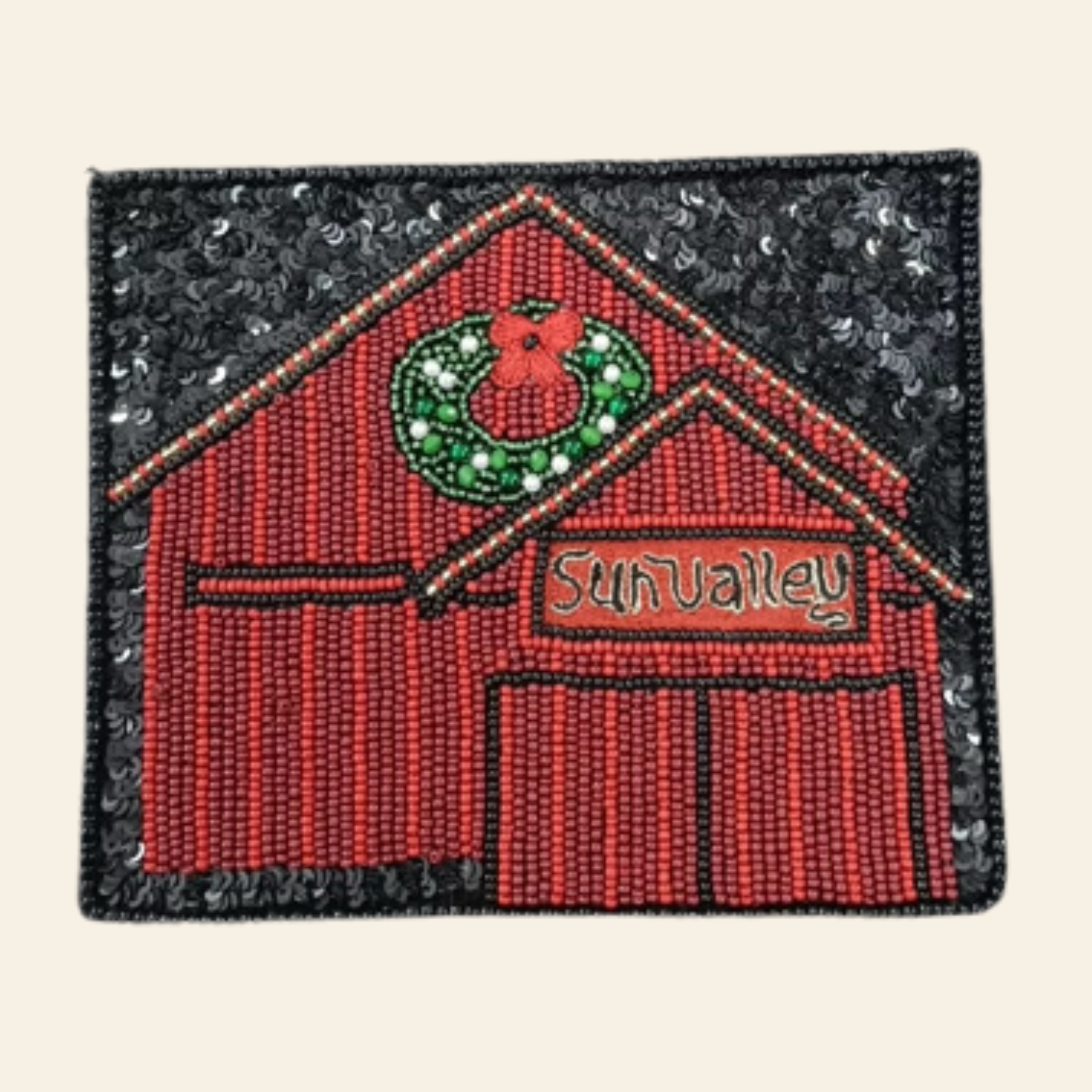 H+P Beaded Pouch |  Holiday Red Barn PRESALE