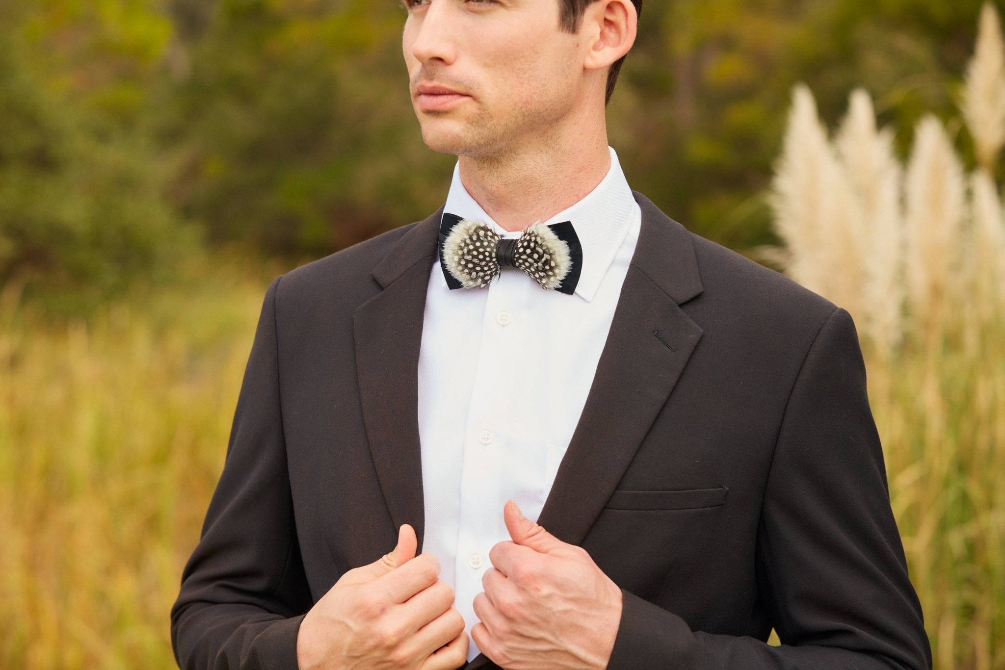 Feather Bow Ties [Black + White] - Mens Accessories - Huck & Paddle
